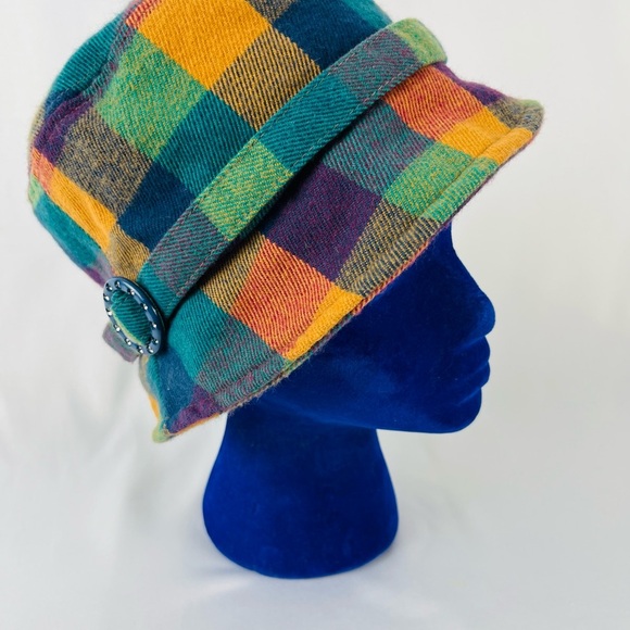 MANHATTAN HAT COMPANY Bucket Hat w/ Jewel Bling Fabric Band Orange Green Blue - Picture 10 of 11